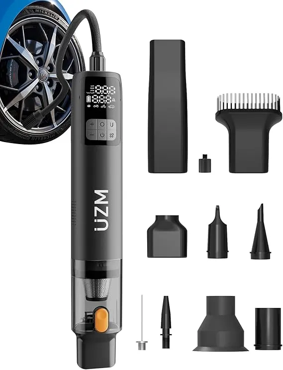 [ASPIRA Y LLENA NEUMATICO 3 EN 1] Aspiradora portátil inalámbrica para coche U-ZM, 12000